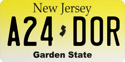 NJ license plate A24DOR