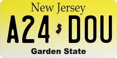 NJ license plate A24DOU
