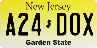 NJ license plate A24DOX