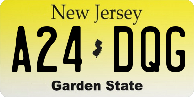 NJ license plate A24DQG