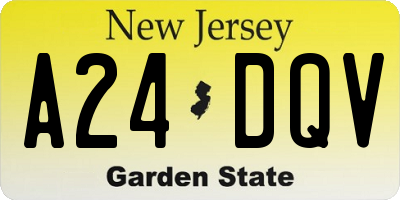NJ license plate A24DQV