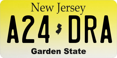 NJ license plate A24DRA