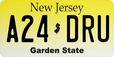 NJ license plate A24DRU