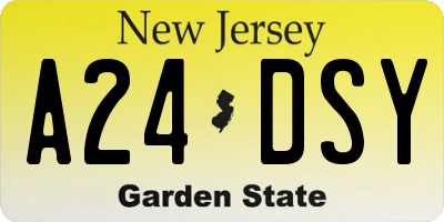 NJ license plate A24DSY