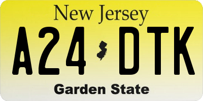 NJ license plate A24DTK