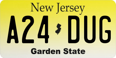 NJ license plate A24DUG