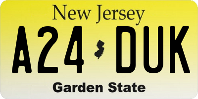 NJ license plate A24DUK