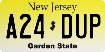 NJ license plate A24DUP