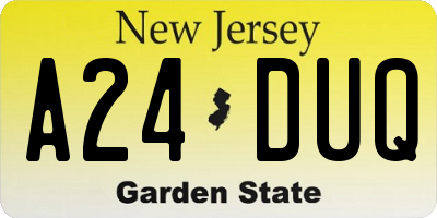 NJ license plate A24DUQ
