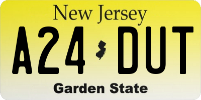 NJ license plate A24DUT