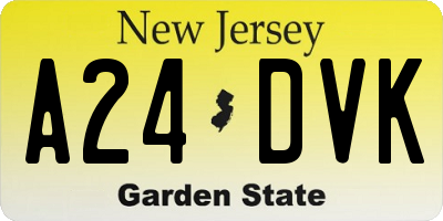 NJ license plate A24DVK