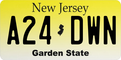 NJ license plate A24DWN