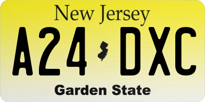 NJ license plate A24DXC