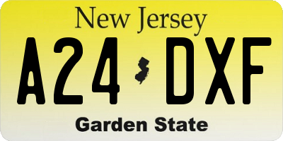 NJ license plate A24DXF