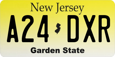 NJ license plate A24DXR