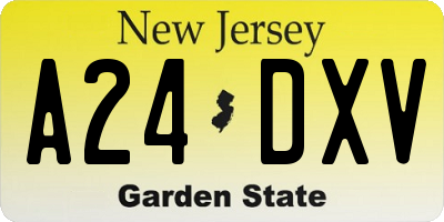 NJ license plate A24DXV