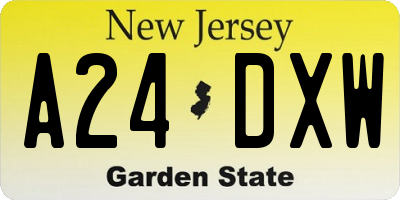 NJ license plate A24DXW