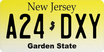 NJ license plate A24DXY