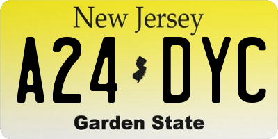 NJ license plate A24DYC