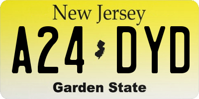 NJ license plate A24DYD