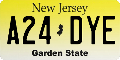 NJ license plate A24DYE