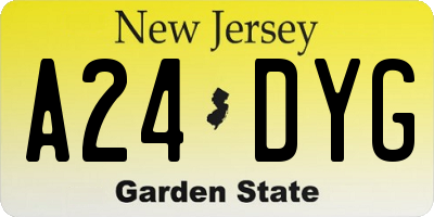 NJ license plate A24DYG