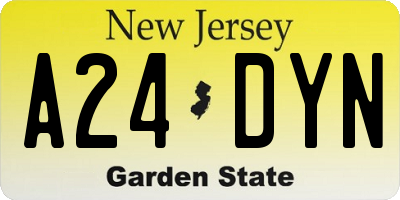 NJ license plate A24DYN