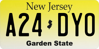 NJ license plate A24DYO