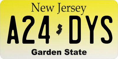 NJ license plate A24DYS