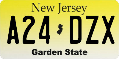 NJ license plate A24DZX