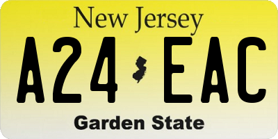 NJ license plate A24EAC