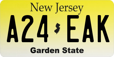NJ license plate A24EAK