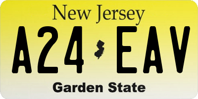 NJ license plate A24EAV