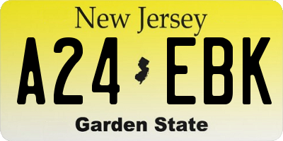 NJ license plate A24EBK