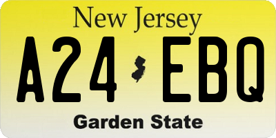 NJ license plate A24EBQ
