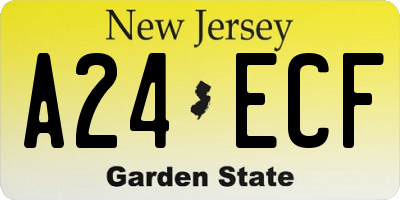 NJ license plate A24ECF