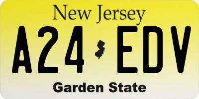 NJ license plate A24EDV