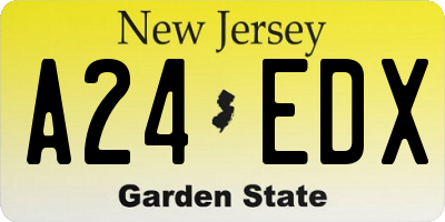NJ license plate A24EDX