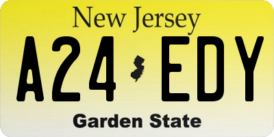 NJ license plate A24EDY