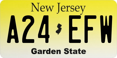 NJ license plate A24EFW