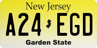 NJ license plate A24EGD