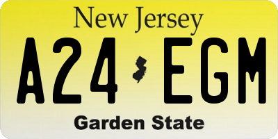 NJ license plate A24EGM