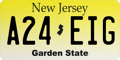 NJ license plate A24EIG
