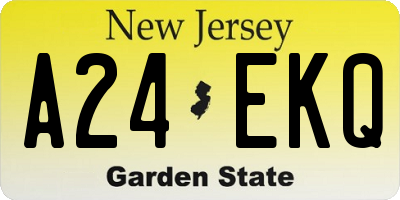 NJ license plate A24EKQ