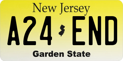 NJ license plate A24END