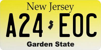 NJ license plate A24EOC