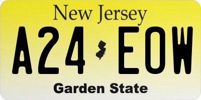 NJ license plate A24EOW