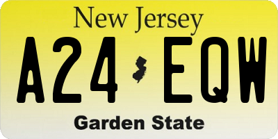 NJ license plate A24EQW