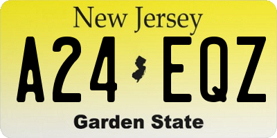 NJ license plate A24EQZ