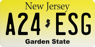 NJ license plate A24ESG